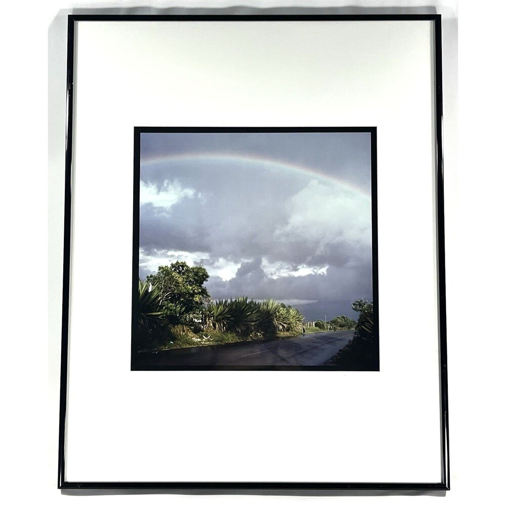 20"x16" Rainbow in the Clouds Framed Matted Wall Art Signed by Artist